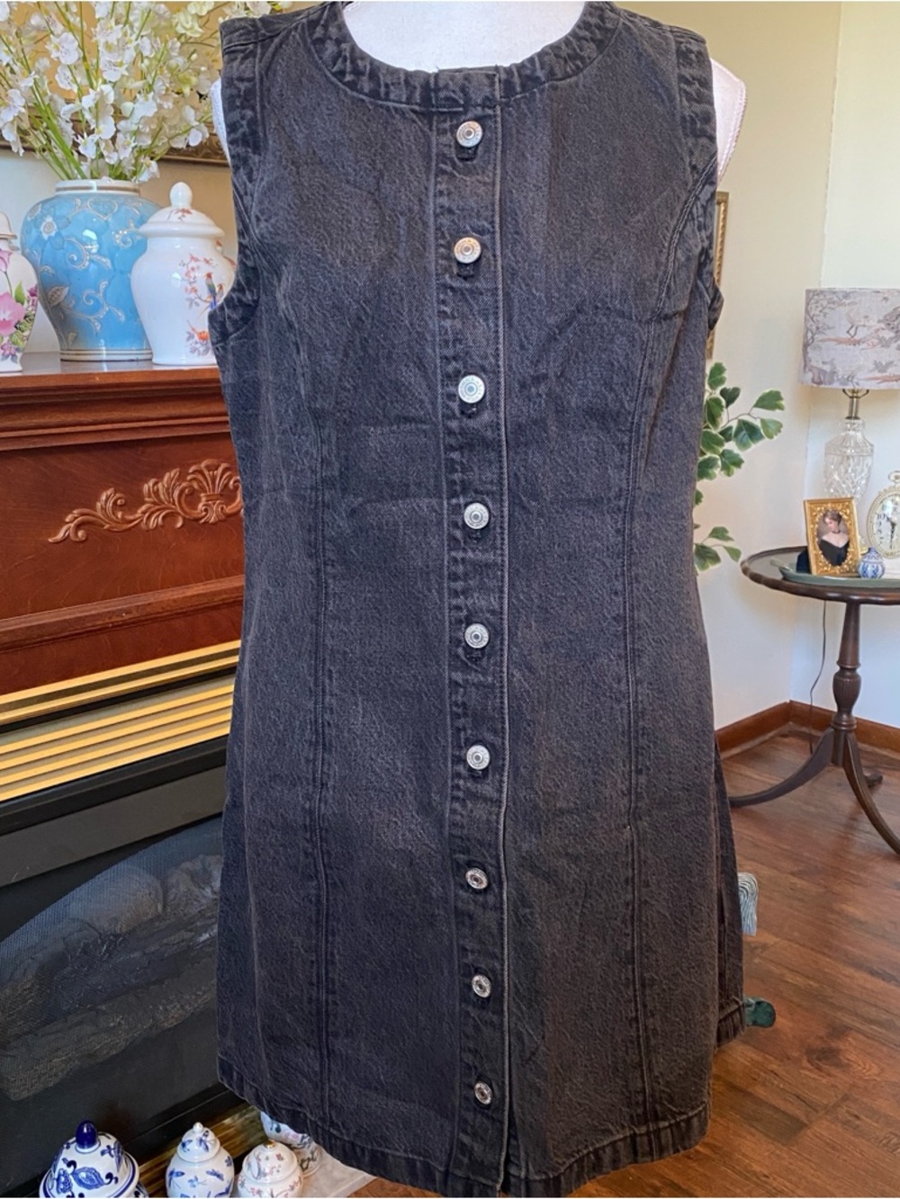 Abercrombie & Fitch • NWT • Black Denim Button Front Mini Dress • Size M